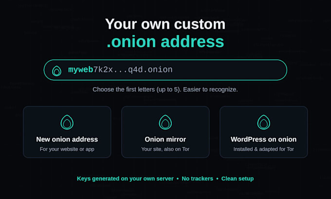 set up your tor onion service, mirror or wordpress site