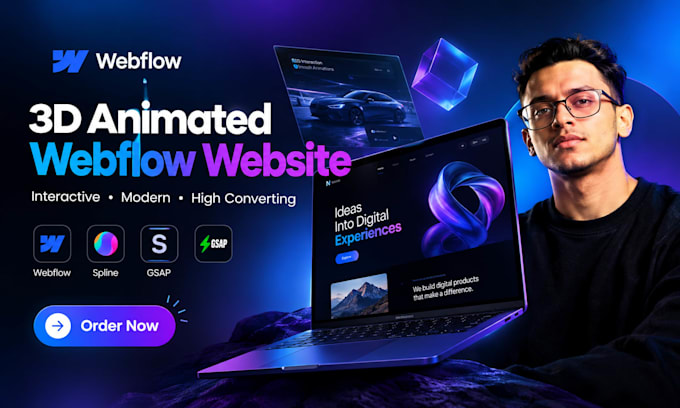 build a 3d animated webflow website with spline and gsap