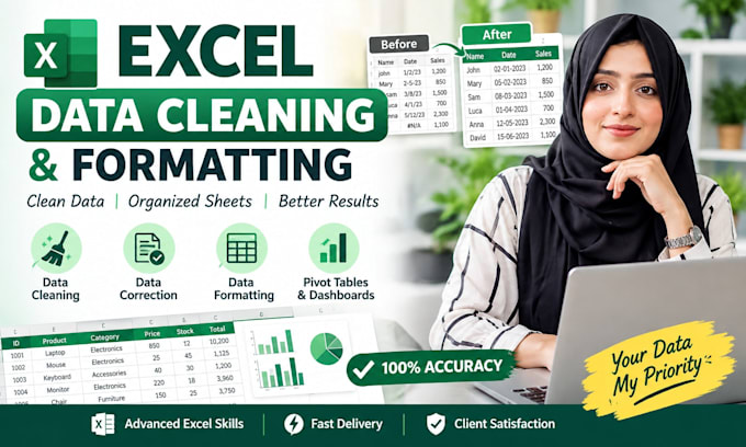 do excel data cleaning, formatting and excel data analysis