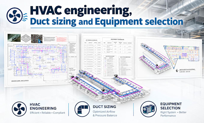 do hvac engineering, duct sizing and equipment selection