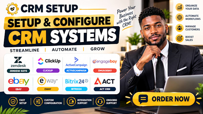 setup zendesk suite clickup active campaign engageebay eway bitrix24 act CRM