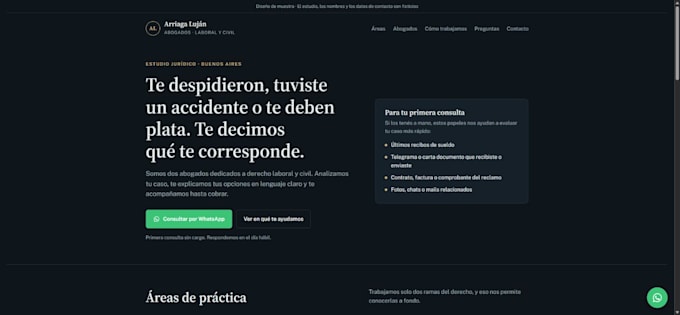 build a modern responsive landing page with a whatsapp button