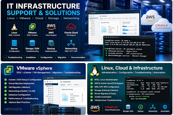 provide linux, vmware and cloud infrastructure support