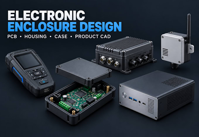 design custom electronic enclosure housing case and pcb enclosure 3d cad