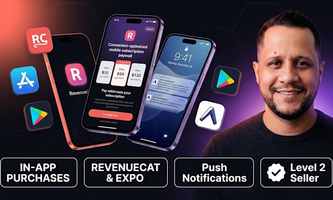 integrate in app purchases and notifications in expo