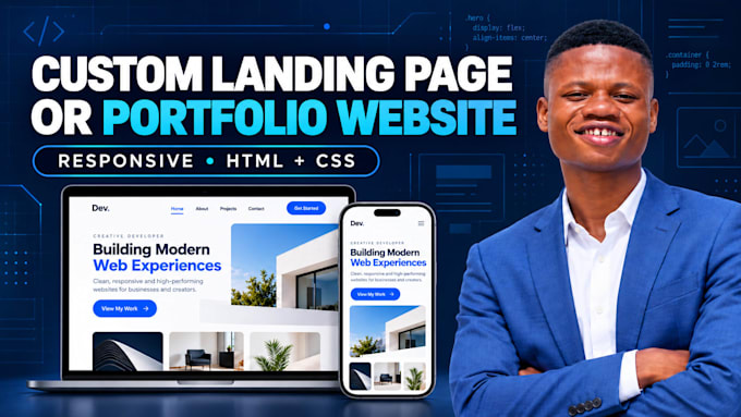 build a responsive HTML CSS landing page or portfolio website