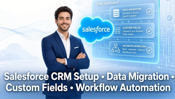 setup salesforce CRM, migrate data, customize fields, automate workflows custom