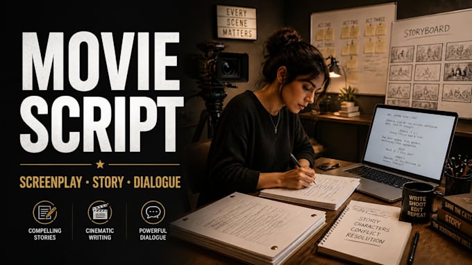 write a professional movie script, screenplay, or film script