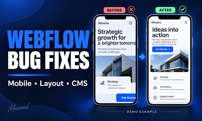 fix webflow bugs, mobile responsiveness and cms issues