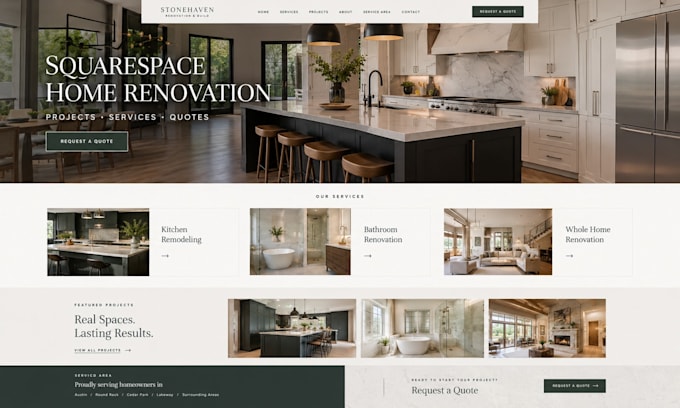 design a squarespace home renovation contractor website