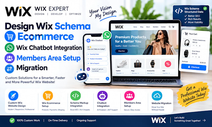 design wix schema ecommerce wix chatbot integration members area setup migration
