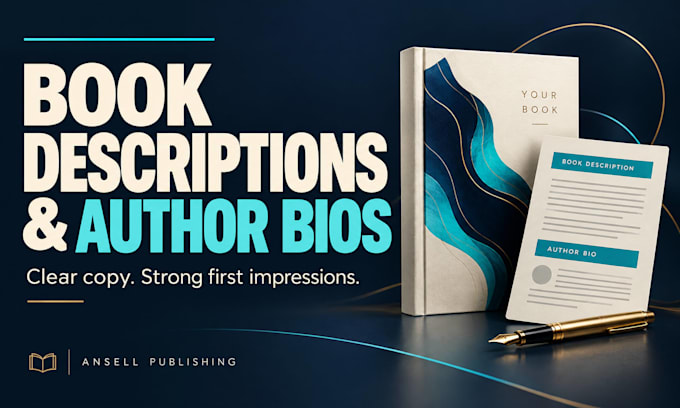 write an engaging book description and author bio