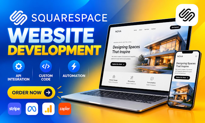 build squarespace website, API integration, redesign, fix custom code automation