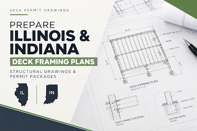 prepare illinois and indiana deck framing plans structural drawings