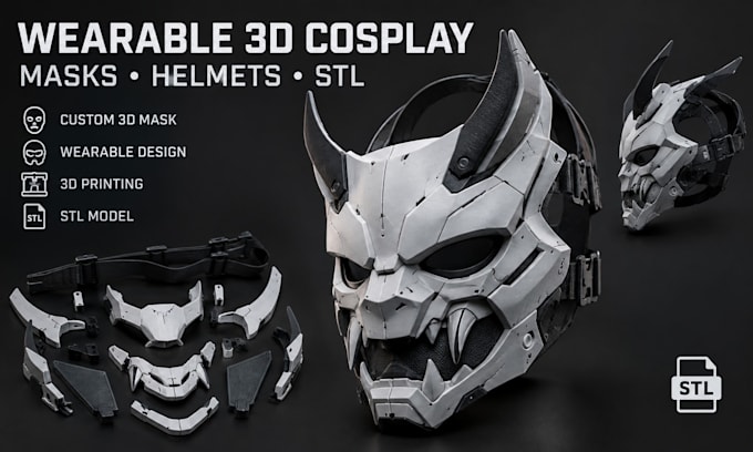 design wearable 3d cosplay masks, helmets and stl models
