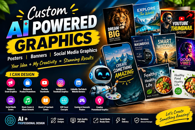 design custom ai posters, banners, social media graphics at a discounted price