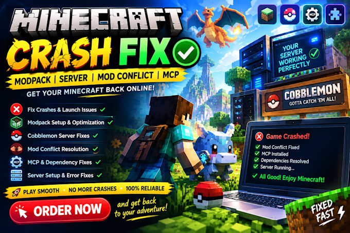 create minecraft crash fix minecraft modpack cobblemon server mod conflict mcp