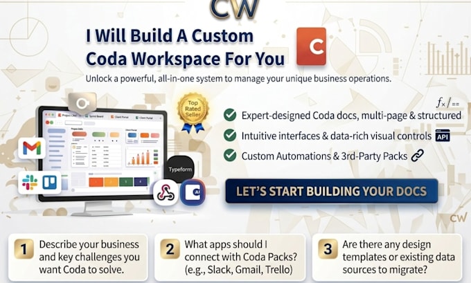 build custom coda docs, relational databases, automations, and pack integrations