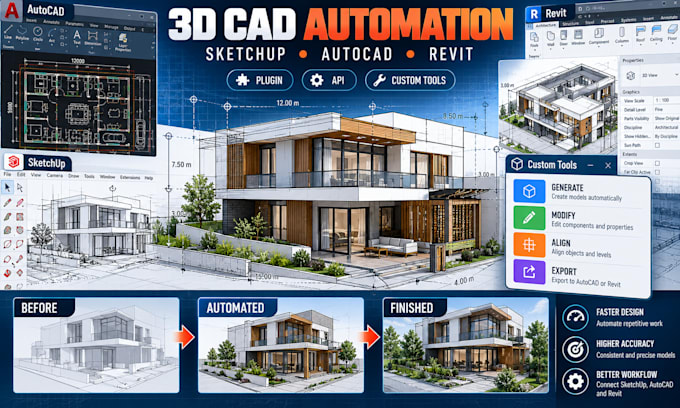 develop custom sketchup plugin autocad addin revit API and 3d automation