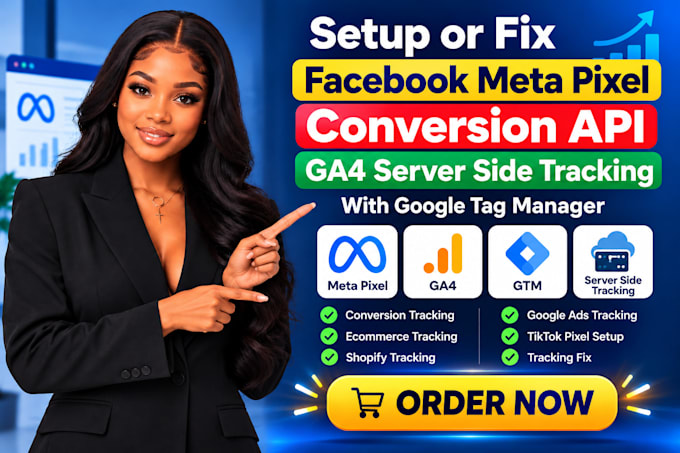 setup or fix facebook meta pixel, conversion API, ga4 server side tracking