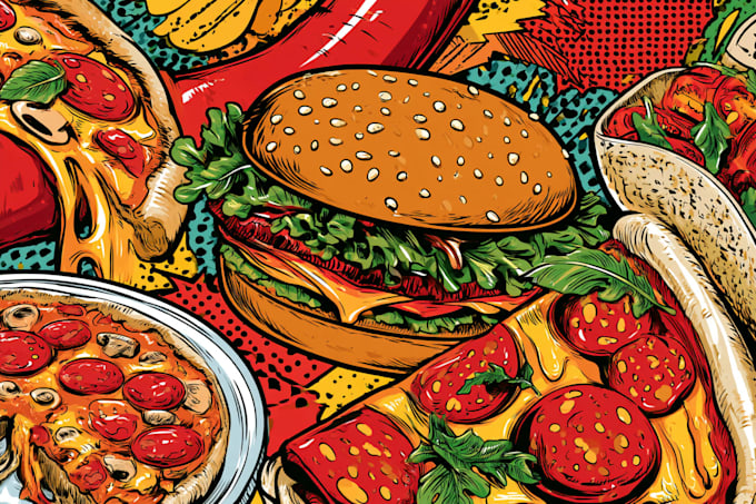 create eye catching food pop art artwork