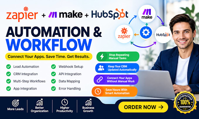 zapier make hubspot automation and workflow