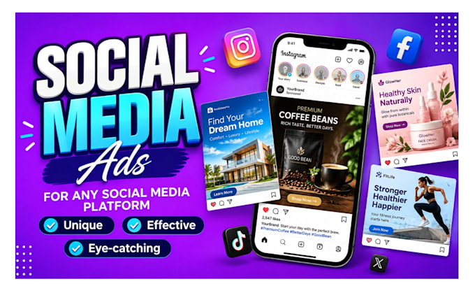 create meta ads design, graphics for facebook stories for instagram ads creative