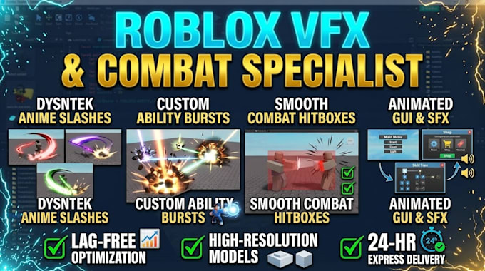 create custom roblox vfx ability particle effect and combat systems