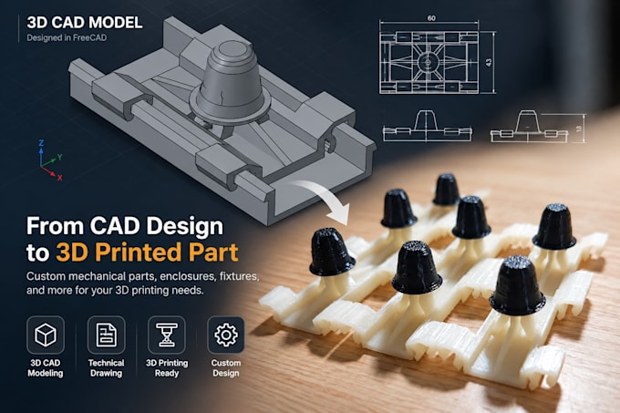 create a technical 3d cad model for 3d printing