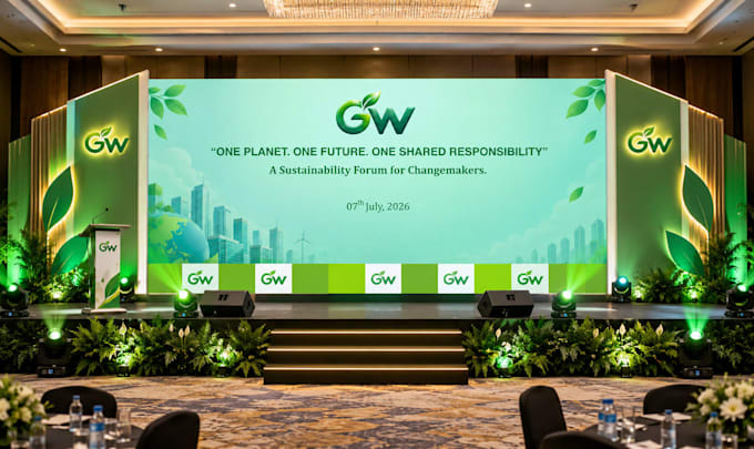 design a professional event backdrop for your corporate event