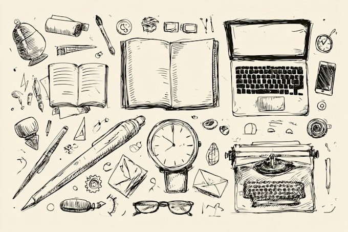 draw doodle illustration, objects, icons for your business