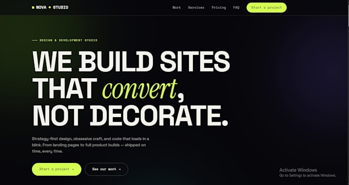 create a modern 2026 style landing page for your business