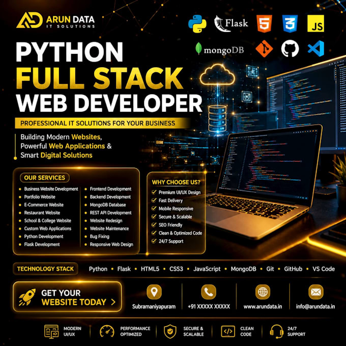 build a modern responsive website using HTML CSS javascript and python