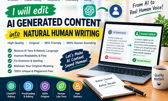 edit ai generated content into natural human writing