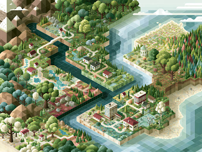 draw a unique vector or isometric map