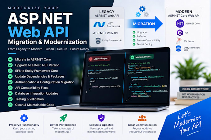 migrate and modernize your aspdotnet web API project