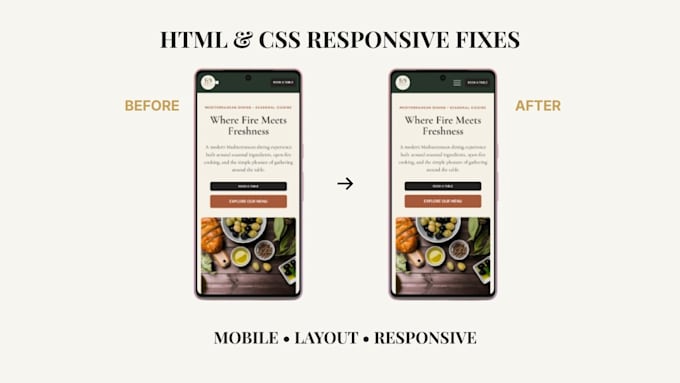 fix HTML CSS responsive and mobile layout issues