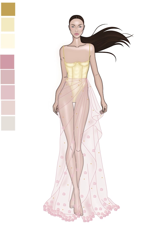 professional fashion illustrations, flat sketches