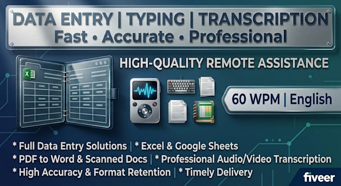professionally type, transcribe, and enter data