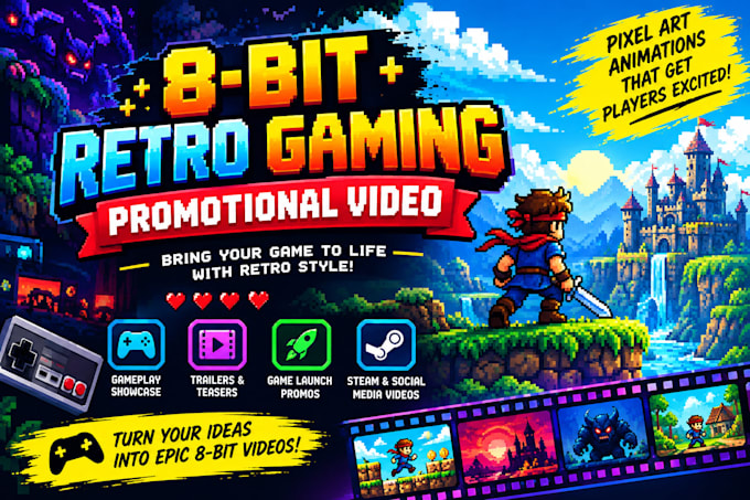 create an awesome 8 bit retro gaming promotional video