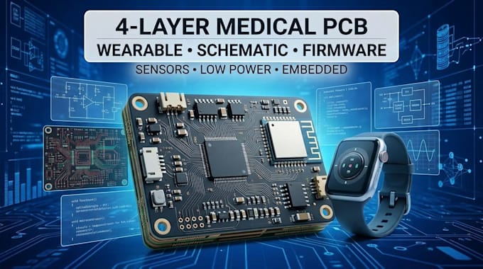 design 4 layer medical pcb, schematic, wearable and embedded firmware