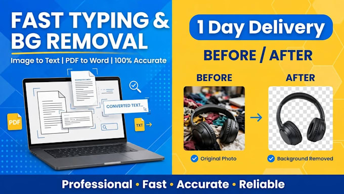 do fast typing, image to text, and background removel