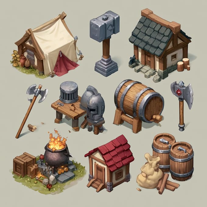 create stunning 2d game icons, items or props