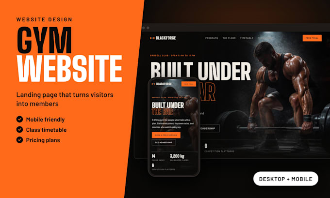 design a cinematic gym and fitness website landing page