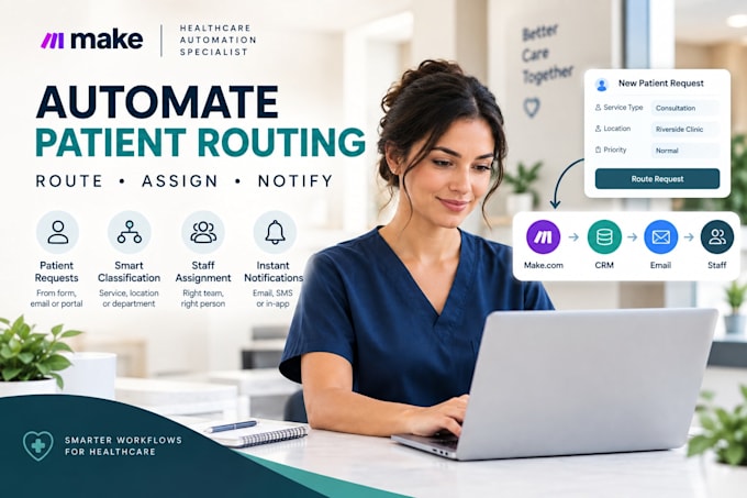 automate patient routing and staff assignment with make com