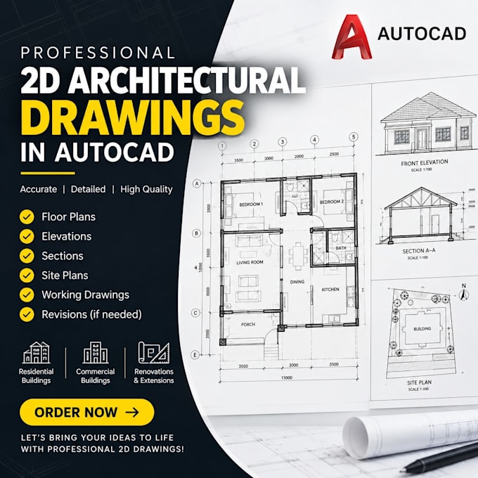 make 2d architecture drawings in autocad