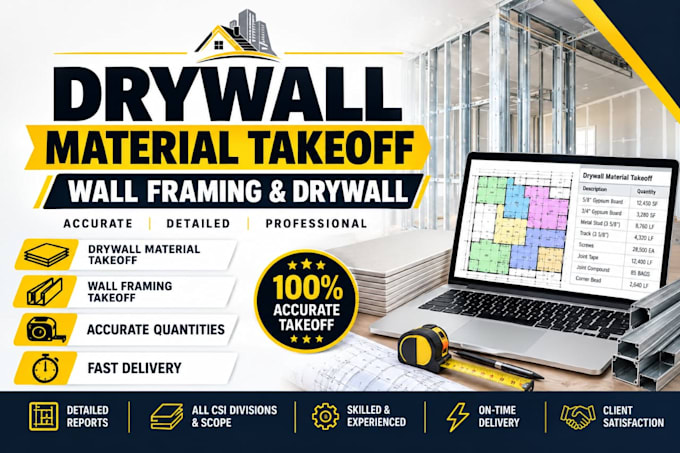 do drywall and wood metal framing takeoff using planswift