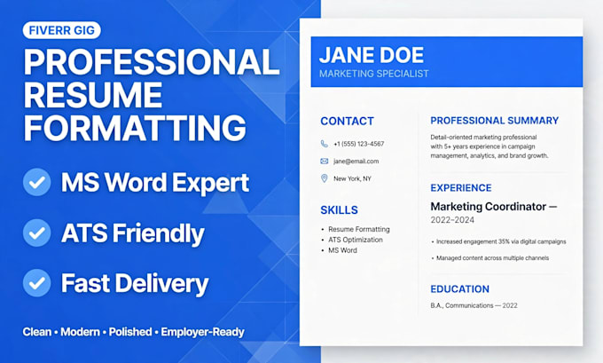 do resume  CV typing and formatting in ms word