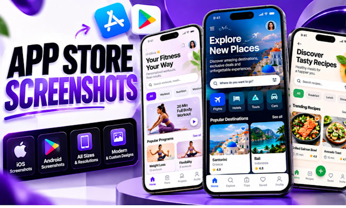 app store and play store screenshots, aso, app UI design, app conversion