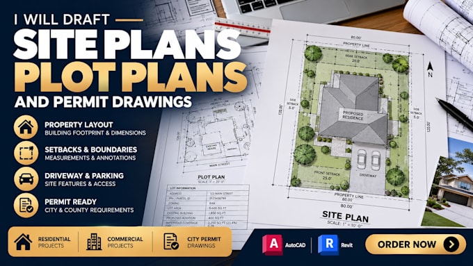 draft site plans, plot plans and permit drawings